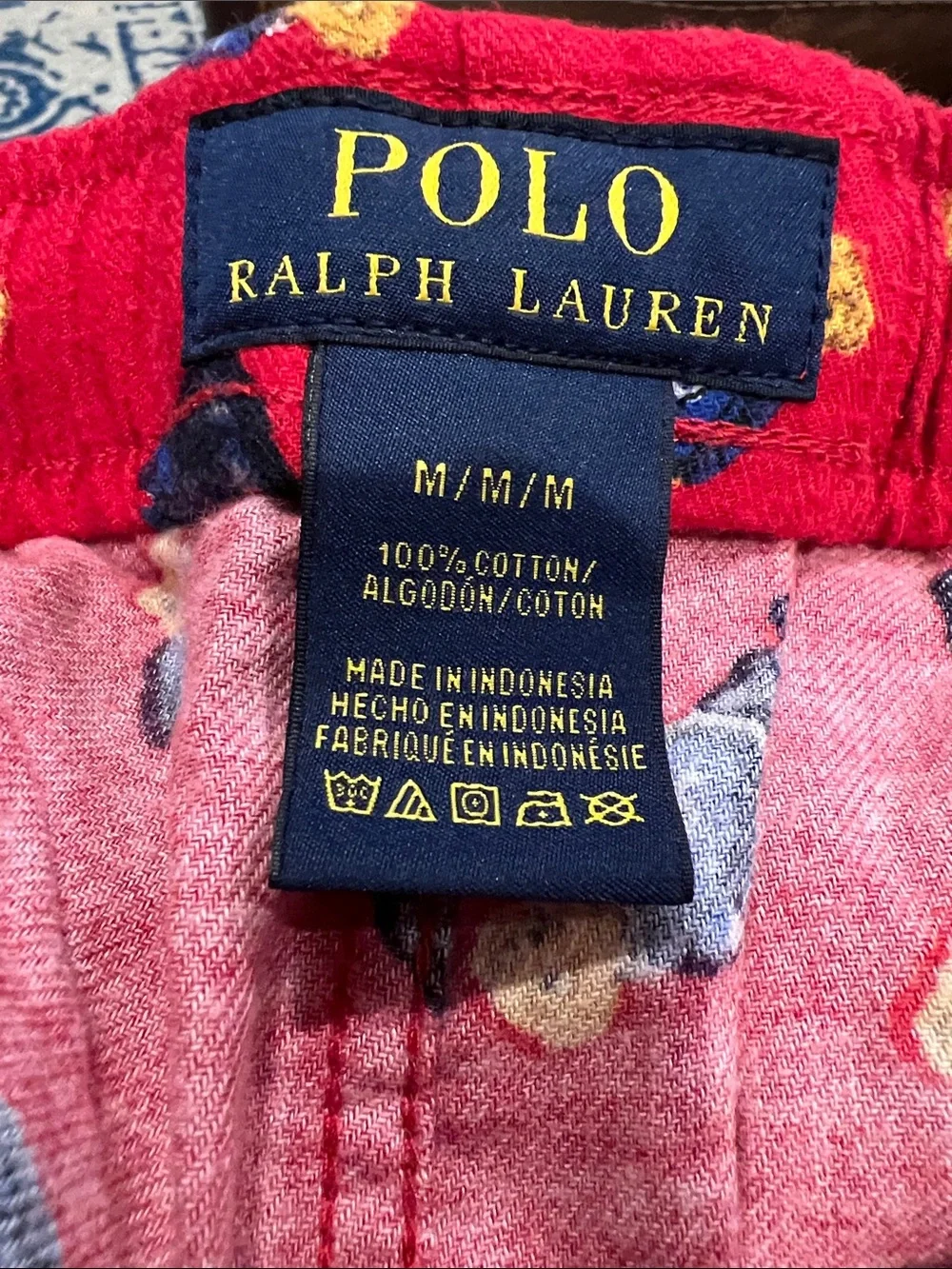 Ralph Lauren Red Pajama Pants with Blue and Yellow Car Print